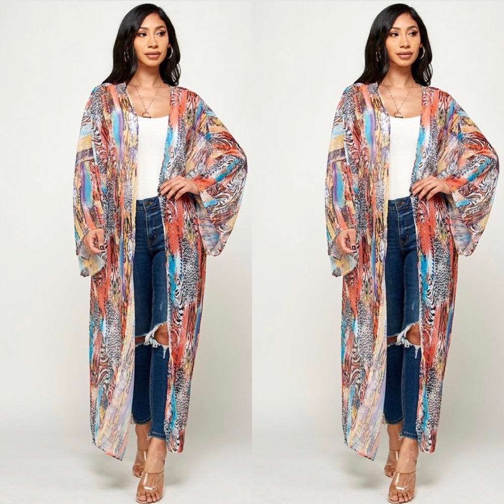 Boho Multicolor Maxi Kimono Duster